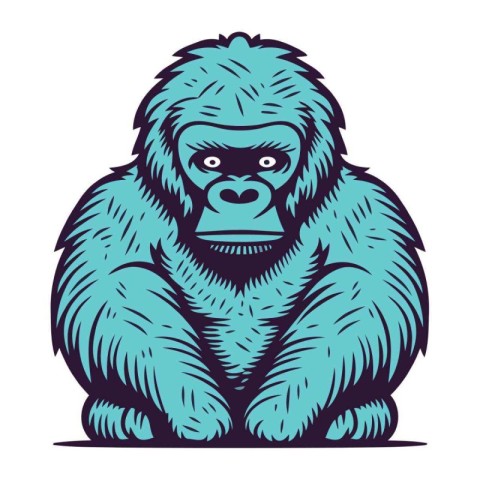 Vector illustration of a gorilla sitting and looking up on isola