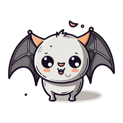 Cute cartoon bat. Vector illustration isolated on a white backgr