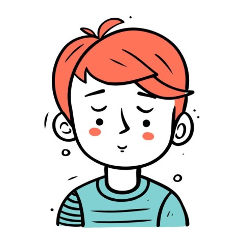 Illustration of a cute boy with red hair and blue t shirt