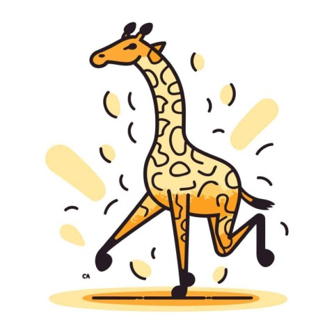 Giraffe dancing on white background. Vector illustration in cart