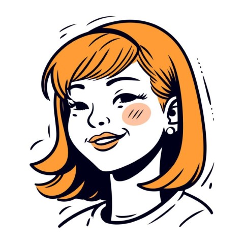 Vector illustration of a beautiful young woman with red hair and