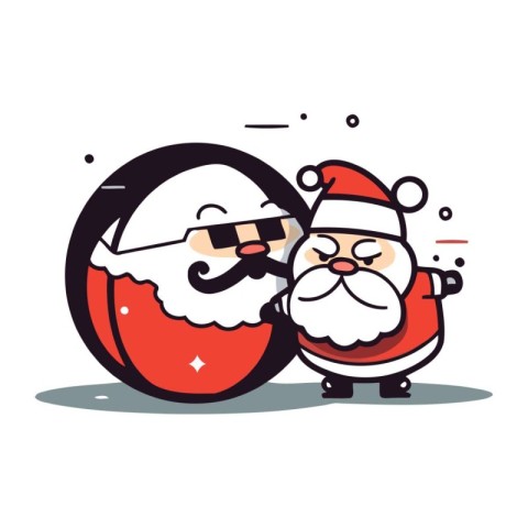 Santa Claus and snowman. Merry Christmas and Happy New Year. Vec