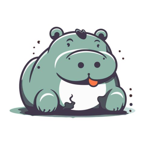 Cartoon hippo. Vector illustration isolated on a white backgroun