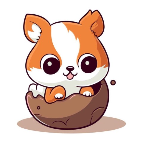 Cute cartoon hamster sitting in an egg. Vector illustration.