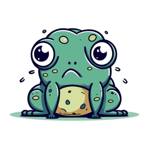 Frog with big eyes. Funny cartoon character. Vector illustration