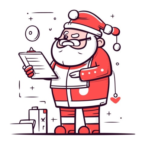 Santa Claus writing letter to Santa Claus. Vector illustration i