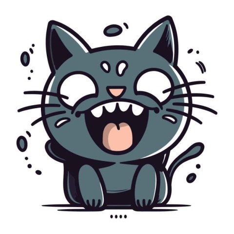 Funny cartoon cat. Vector illustration. Isolated on white backgr