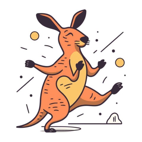 Kangaroo jumping in the air. Vector illustration in cartoon styl