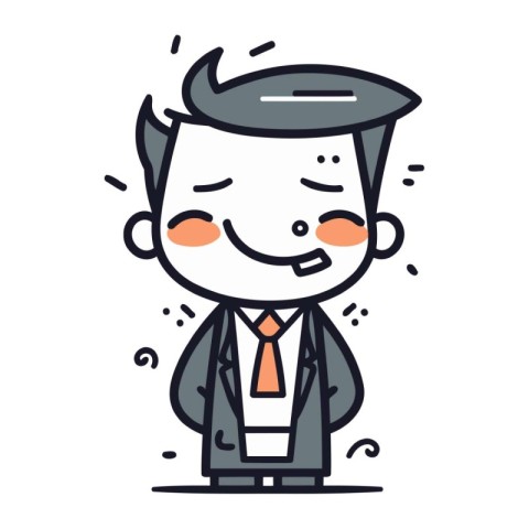 Vector illustration of happy businessman cartoon character. Line