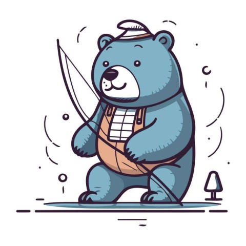 Vector illustration of a cute cartoon bear with a bow and arrow.