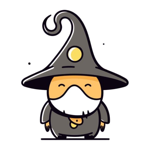 Cute Wizard Wearing Witch Costume Vector Illustration. Cartoon W