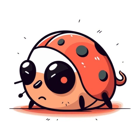 Cute little ladybug. Vector illustration isolated on white backg