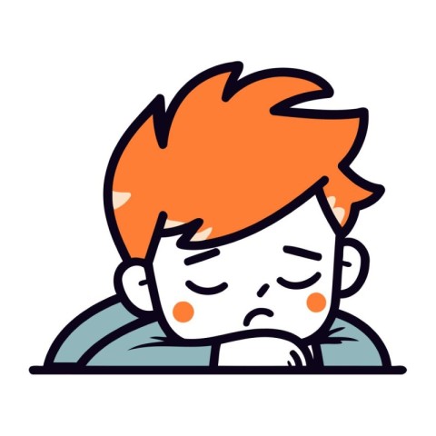 Vector illustration of a boy crying. Cute cartoon boy crying.