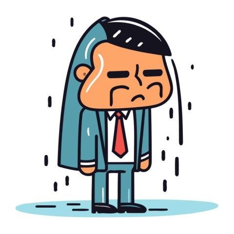 Angry Businessman Crying and Crying Vector Illustration.