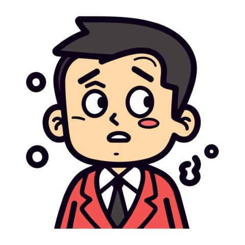 Vector illustration of a man in a suit with a sad face.