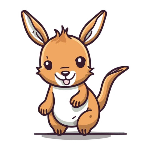 Cute kangaroo character vector illustration. Cartoon kangaroo ic