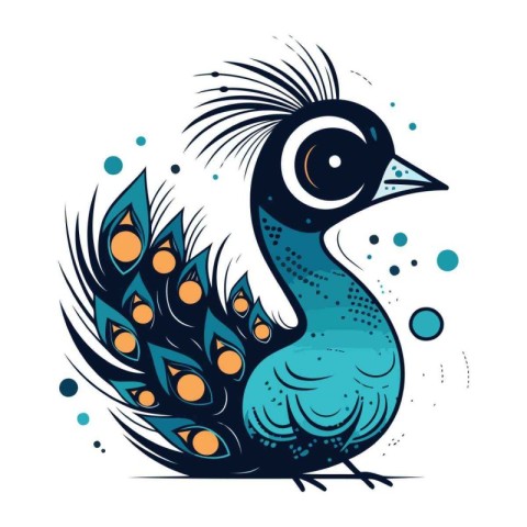 Vector illustration of peacock. Isolated on a white background.