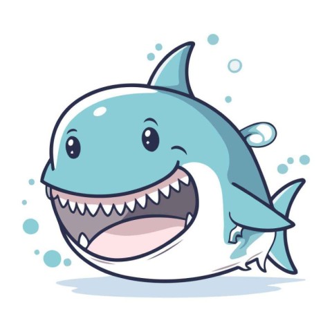 Cute shark cartoon. Vector illustration of a cute shark characte