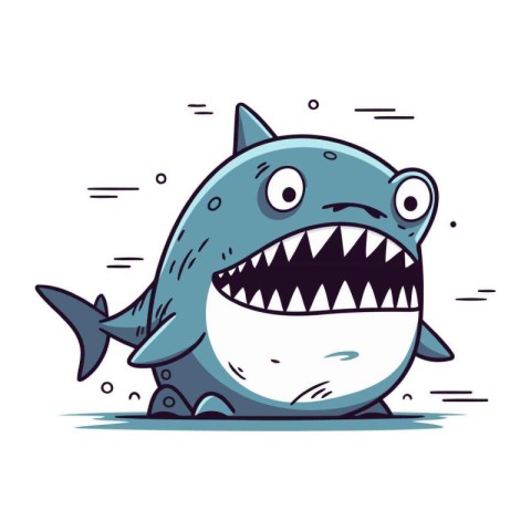 Cartoon shark character. Vector illustration of a cartoon shark