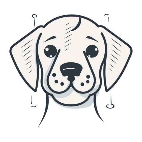 Cute doodle dog head isolated on white background. Vector illust