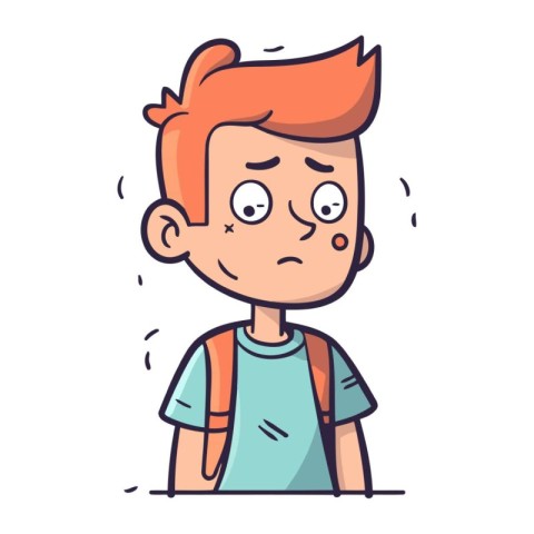 Cute cartoon boy crying. Vector illustration in a flat style.