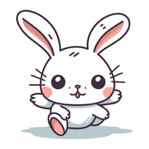 Cute cartoon rabbit. Vector illustration isolated on a white bac