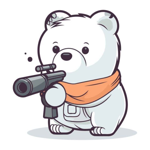 Illustration of a Cute Polar Bear Holding a Binoculars