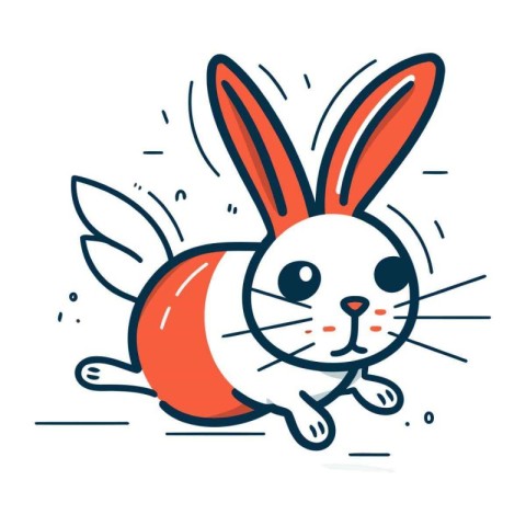 Cute cartoon rabbit. Vector illustration. Isolated on white back