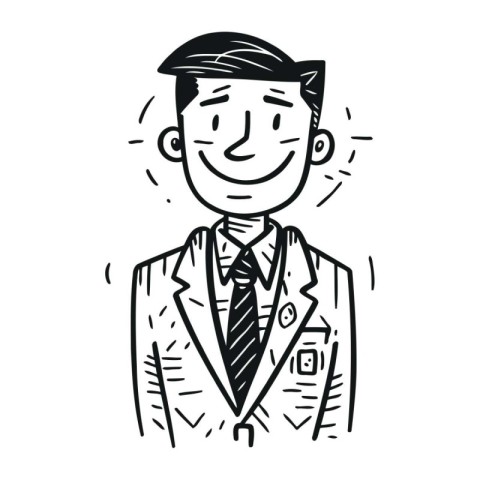 Vector illustration of a man in a suit. Hand drawn style.