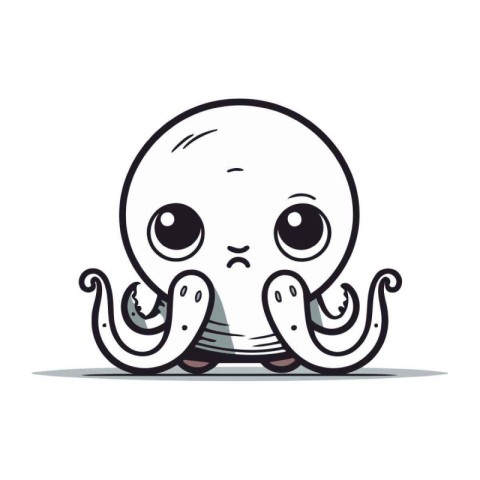 Cute cartoon octopus. Vector illustration isolated on white back