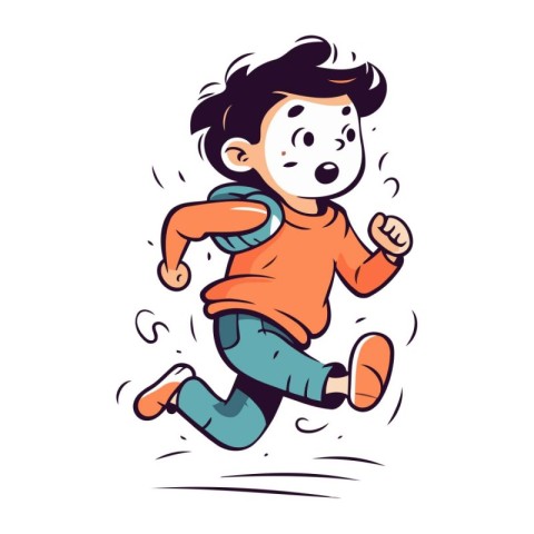 Running boy. Vector illustration. Isolated on a white background