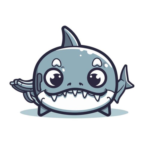 Cute cartoon shark. Vector illustration isolated on a white back