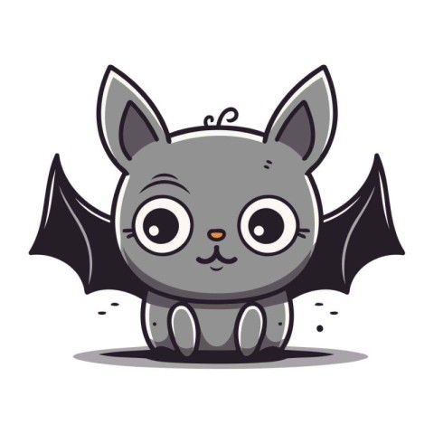 Cute cartoon bat. Vector illustration isolated on a white backgr