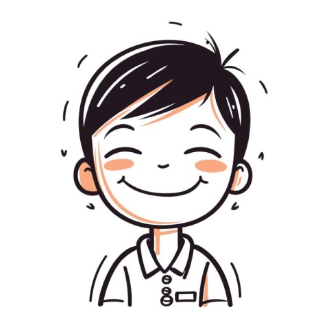 Smiling boy with long hair. Vector illustration in cartoon style