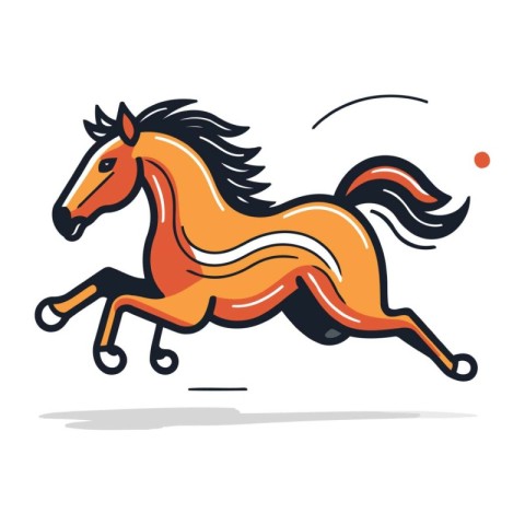 Running horse. Vector illustration. Isolated on a white backgrou