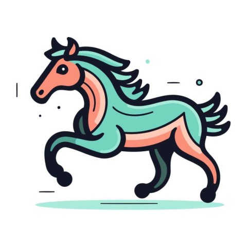 Running horse. Vector illustration in flat style. Isolated on wh