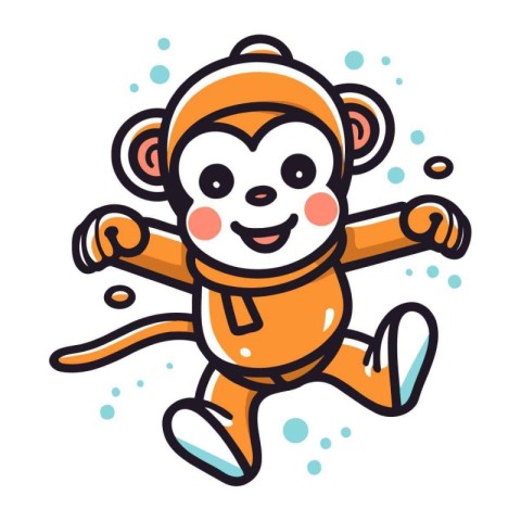 Cute cartoon monkey. Vector illustration isolated on a white bac