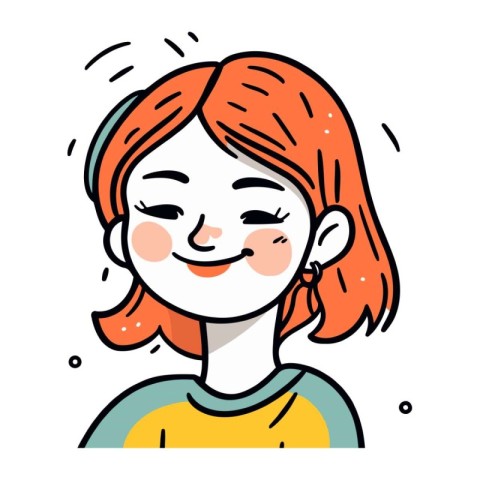 Vector illustration of a cute red haired girl with a smile.