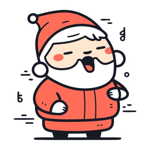 Vector illustration of Santa Claus in red clothes. Line art styl