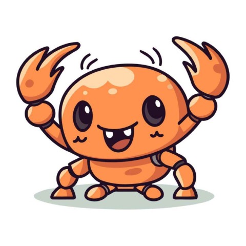 Cute cartoon crab character. Vector illustration isolated on whi