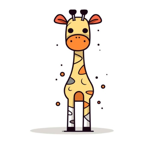 Cute Giraffe Cartoon Character Vector Illustration on White Back