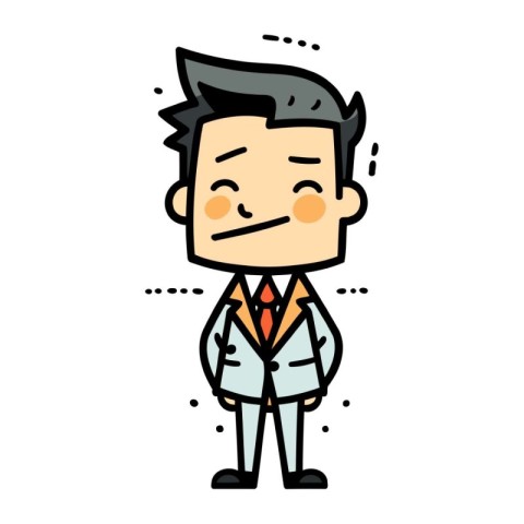 Cute cartoon man in business suit and tie. Vector illustration.