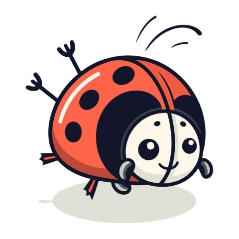 Cute ladybug cartoon isolated on white background. Vector illust