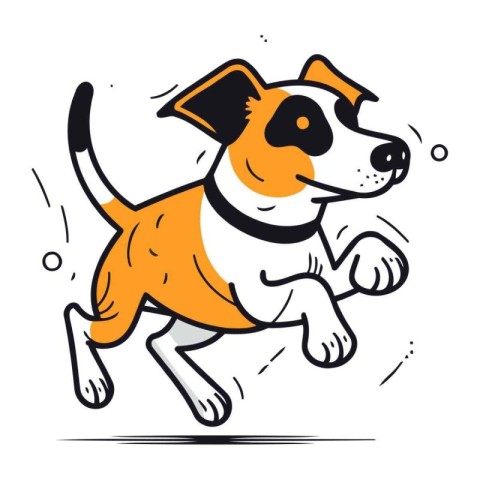 Jack Russell Terrier running. Vector illustration isolated on wh