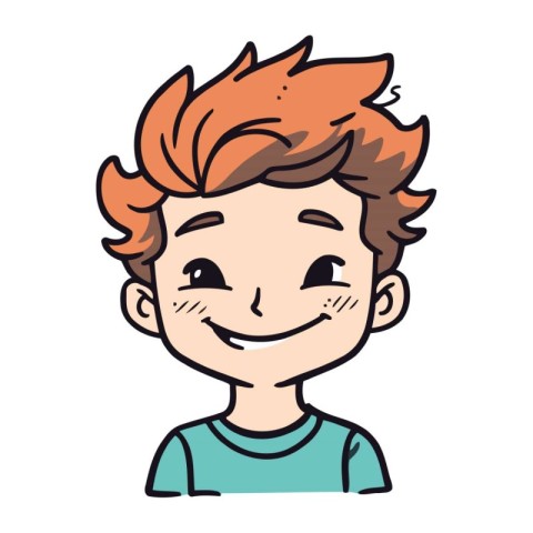 Cute boy smiling and looking at camera. Cartoon vector illustrat