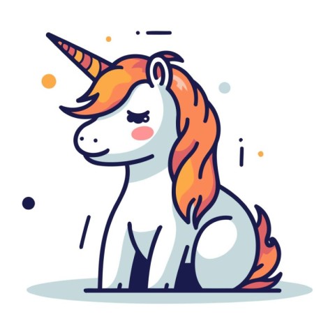 Cute unicorn with long mane and tail. Vector illustration.
