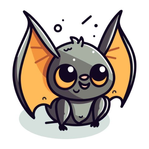 Cute cartoon bat. Vector illustration. Isolated on white backgro