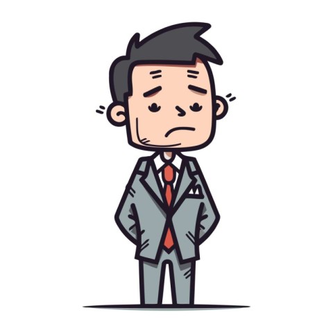 Sad Businessman   Colorful Cartoon Vector Illustration