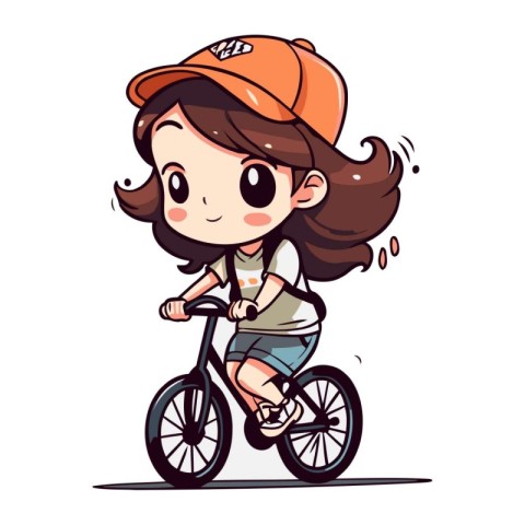 Girl riding a bicycle. Vector illustration of a girl riding a bi