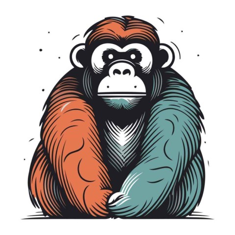 Monkey. Vector illustration for t shirt or other uses.